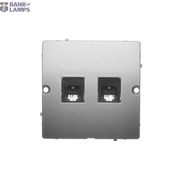 RJ11 double telephone socket, (module), satin, metallized image 1