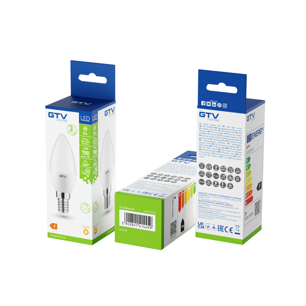 LED Bulb E14, C37, 7 W, 700 lm, 3000K, AC180-250V, 200°, dimmable image 2