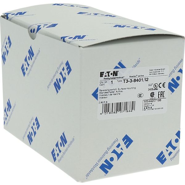 T3-3-8401/I2 Reversing switches, T3, 32 A, surface mounting, 3 contact unit(s), Contacts: 5, 60 °, maintained, With 0 (Off) position, 1-0-2, Design number 8401 image 47