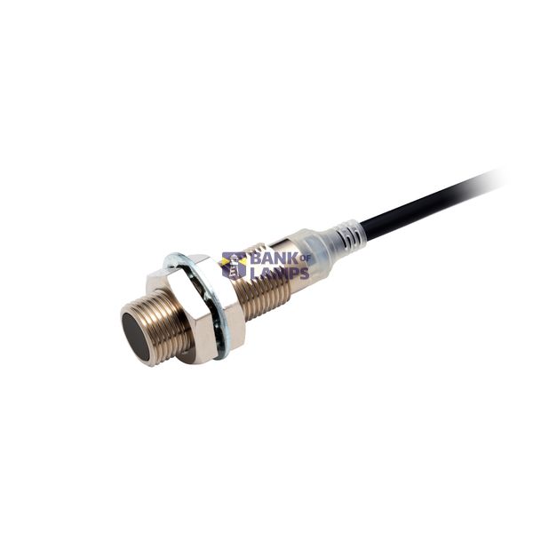 Proximity sensor, inductive, nickel-brass, short body, M12, shielded, 2 mm, DC, 3-wire, NPN NO, 2 m robotic cable E2EN0619C image 1