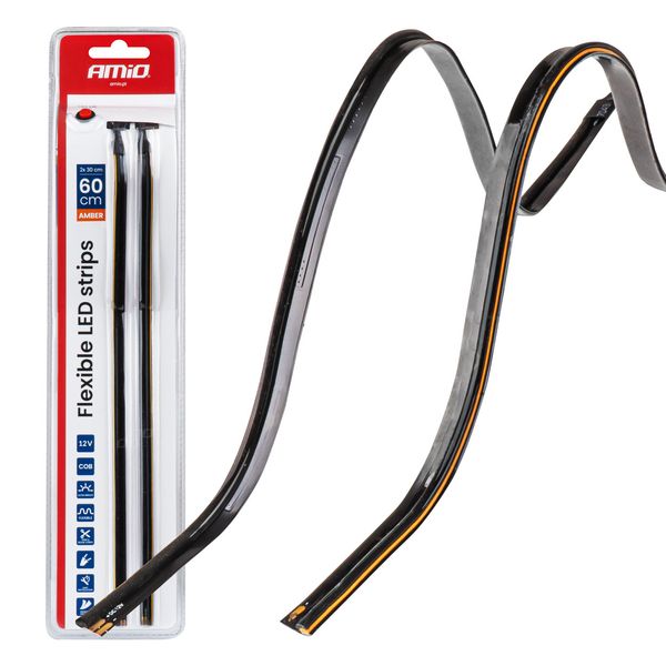 Flexible LED COB side strips orange 2x30cm 12V AMIO-04574 image 1