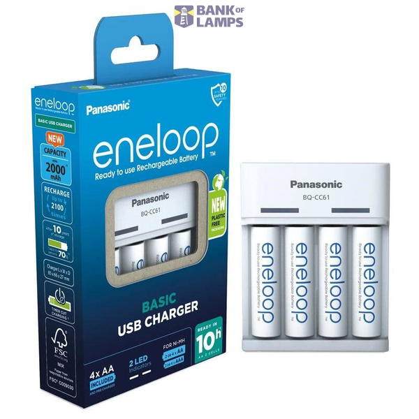 PANASONIC Eneloop BQ-CC61 USB-Charger incl. 4x BK-3MCCE AA 2000mAh image 1