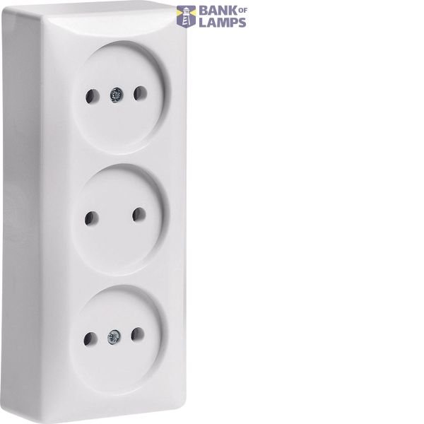 Socket outlet without earthing contact 3gang, surface-mounted, screw t image 1