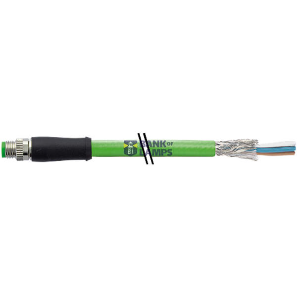 M8 male 0° D-cod. with cable shielded PUR 1x4xAWG22 shielded gn UL/CSA image 1