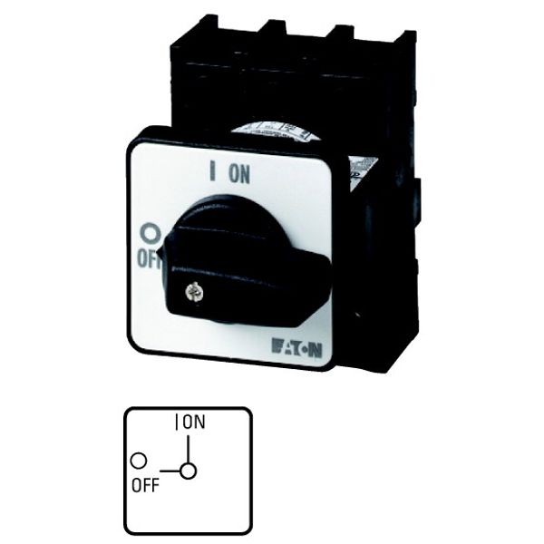 P1-25/EZ/N On-Off switch, P1, 25 A, centre mounting, 3 pole + N, with black thumb grip and front plate image 1