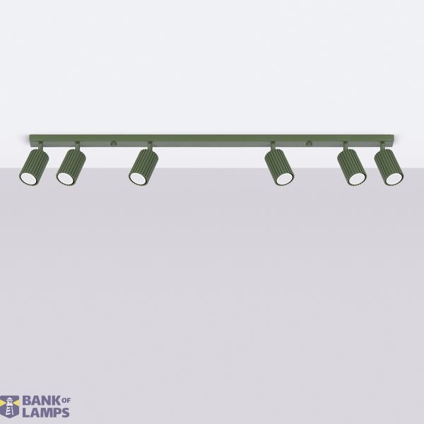 SPOTLIGHTS ON A LONGITUDINAL CEILING STRIP IN OLIVE COLOUR 6XGU10 CARBON image 3