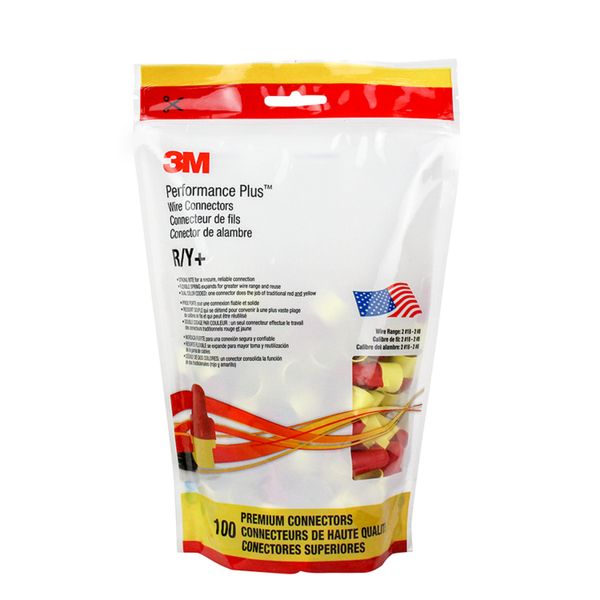 3M™ Wire Connectors, R/Y+POUCH, 100 per bag, 1000 per case image 1