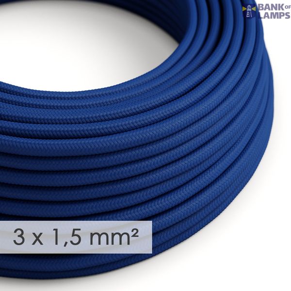 Large section electric cable 3x1,50 round - covered by rayon Blue RM12 image 1