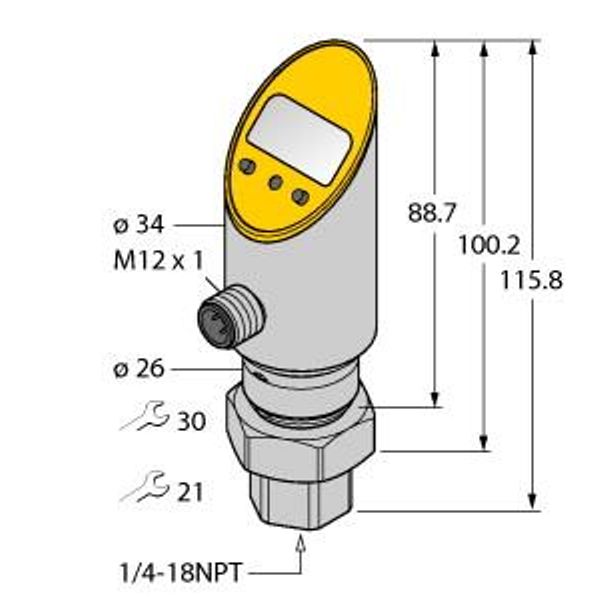 Pressure Transmitter (Rotatable) With Analog Output and PNP/NPN Transistor Switching Output   PS001A-502-LI2UPN8X-H1141 image 1