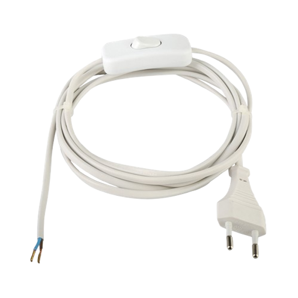 Flat cable 3m, 2*0,75 mm² with on/off switch and EU plug, white image 1