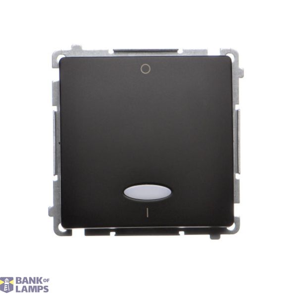 Double intermediate switch with indicator light, LED not replaceable Color: blue, (module), 10AX, quick connection, black matt image 1