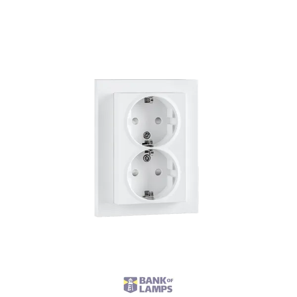 OUTLET FLUSH MOUNTED DOUBLE COVER REHAB W/EARTH WHITE 6-PACK image 1