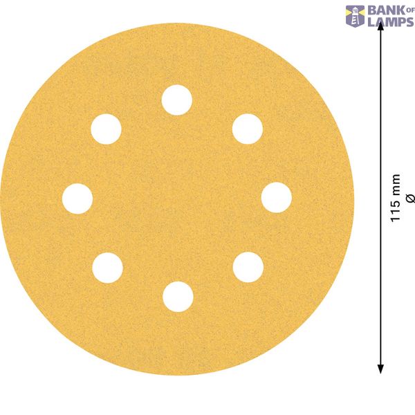 EXPERT C47 Sandpaper with 8 holes for Random Orbital Sanders 115 mm, G 12 5-pc image 1
