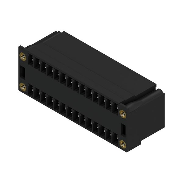 PCB plug-in connector, male header, Flange, THT/THR solder connection, 3.81 mm, Number of poles: 28, 90°, Solder pin length (l): 3.2 mm, tinned, black, Box image 2