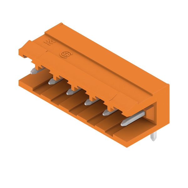 PCB plug-in connector, male header, open side, THT solder connection, 5.08 mm, Number of poles: 6, 90°, Solder pin length (l): 4.5 mm, tinned, orange, Box image 4