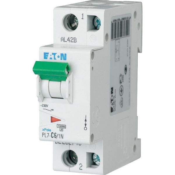 PL7-C6/1N Miniature circuit breaker (MCB), 6 A, 1p+N, characteristic: C image 2