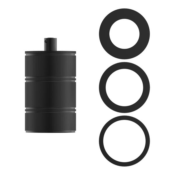 Lampholder Alu E27 Matt Black XL 3 rings image 1