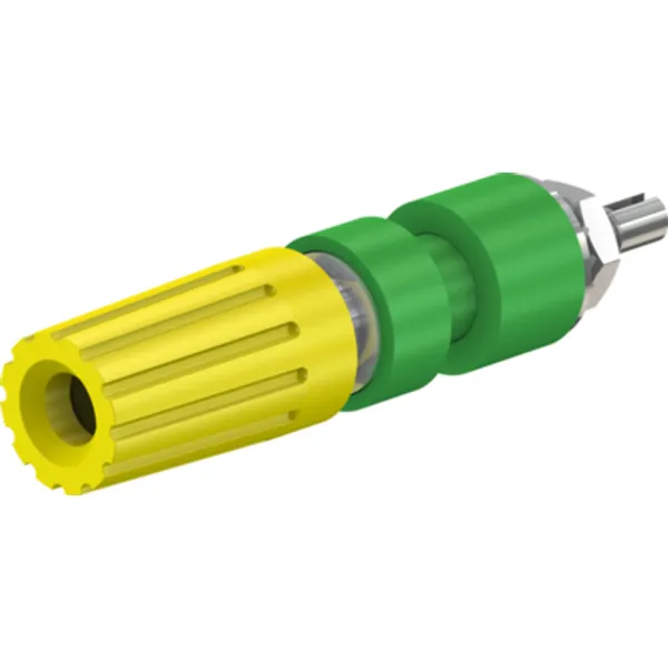 Pole terminal, 4 mm, yellow/green, 30 VAC/60 VDC, 35 A, M4 threaded bolt, nickel-plated, 23.0330-20 image 1