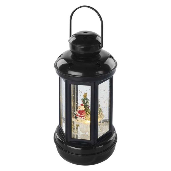 LED decoration – Christmas lantern with Santa, 20 cm, 3x AAA, indoor, warm white, timer image 1