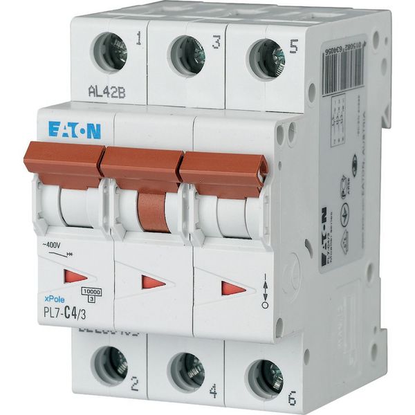 PL7-D4/3 Miniature circuit breaker (MCB), 4 A, 3p, characteristic: D image 1
