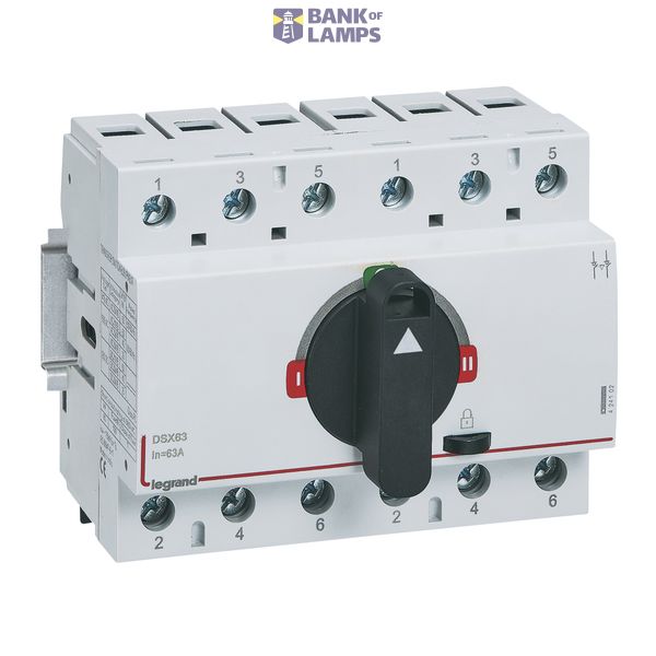 Manual source changeover DSX size 1 63A 3 poles - Rated current = 63A - for rail mounting image 2