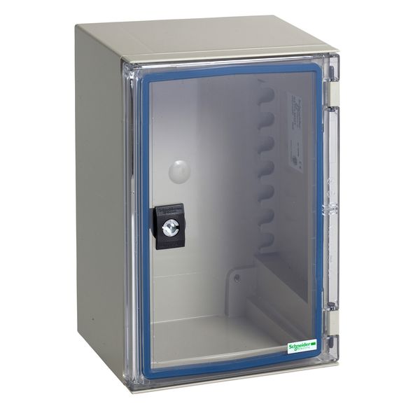 wall-mounting encl. ABS/PC monobloc IP66 H310xW215xD160mm transparent door image 1