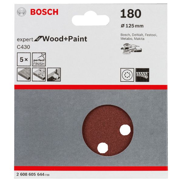 C430 sanding sheet, pack of 5 125 mm, 180 image 1
