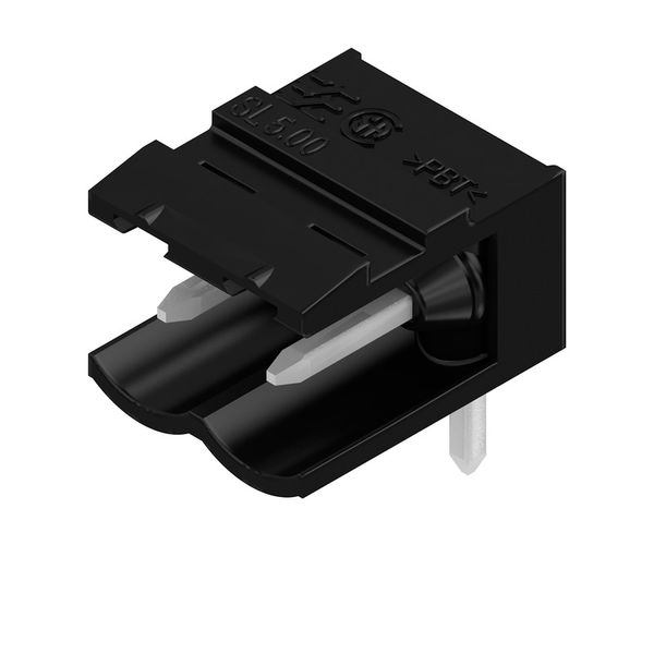 PCB plug-in connector, male header, open side, THT solder connection, 5.00 mm, Number of poles: 2, 90°, Solder pin length (l): 4.5 mm, tinned, black, Box image 4