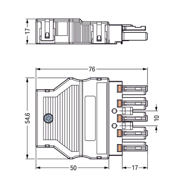 Socket;with strain relief housing;5-pole;blue image 3