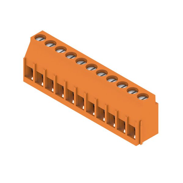 Printed circuit board terminals, 5.08 mm, Number of poles: 11, 90°, Solder pin length (l): 3.2 mm, tinned, orange, Clamping yoke connection, Clamping range, max. : 6 mm², Box image 2