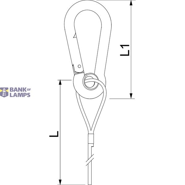 QWT SK 2 1M G Suspension wire with eyelet carabiner 2x1000mm image 2