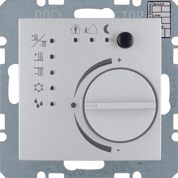 Thermostat with push-button interface, B.7, aluminium matt image 1