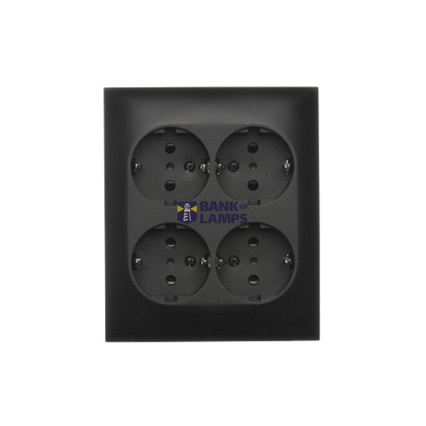 Quadruple socket outlet with SCHUKO earthing - IP20 version, with shutters, 16A, quick connection, black matt image 1