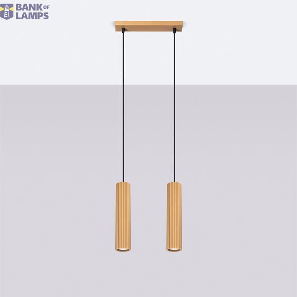 DOUBLE HANGING LAMP WITH GOLDEN ROSETTLE FOR GU10 FROM THE KERBON FAMILY image 6