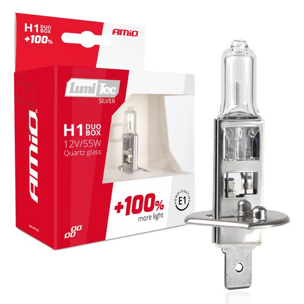 Halogen bulbs H1 12V 55W LumiTec SILVER +100% DUO image 1