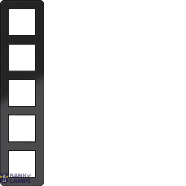 Cover frame 5-way, C.8, glossy black glass image 1