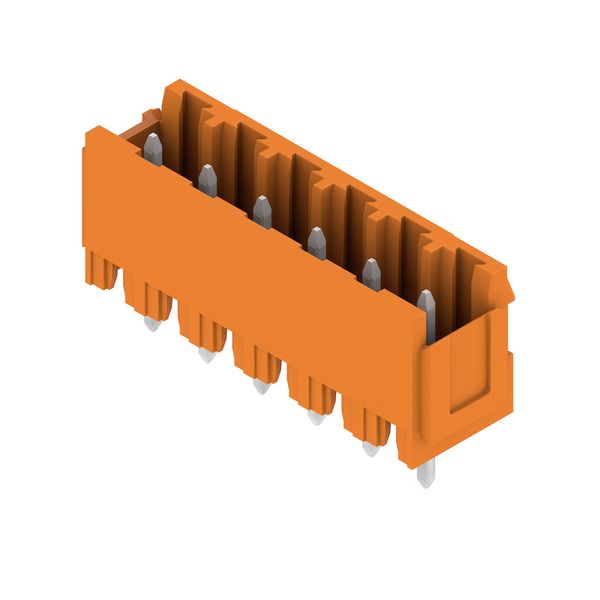 PCB plug-in connector, male header, Dovetails for fixing blocks, THT solder connection, 5.08 mm, Number of poles: 6, 180°, Solder pin length (l): 4.5 mm, tinned, orange, Box image 4