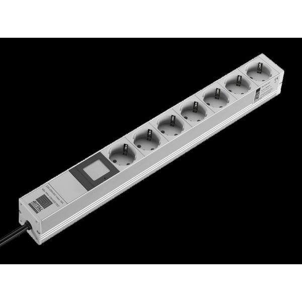 DK Socket strip, CEE 7/3 (type F), 7-way, 230 V (AC), 16 A, LHD: 482,6x45x50 mm image 2