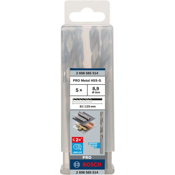 Metal drill bits HSS-G, DIN 338 8,9 x 81 x 125 mm 5 pcs. image 1