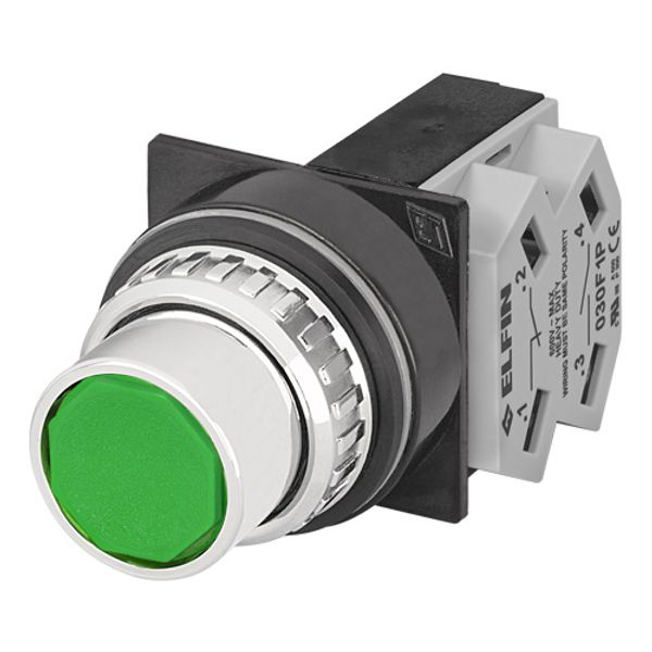 Push-button with full guard, green, N.O.+N.C. image 1