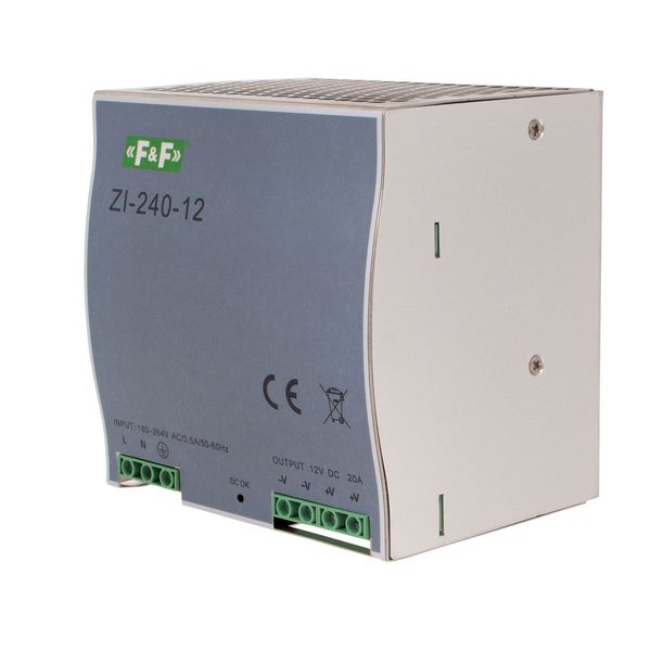 industrial switching power supply, input voltage 180Ã·264V AC, P=240W, output voltage 12V DC image 1