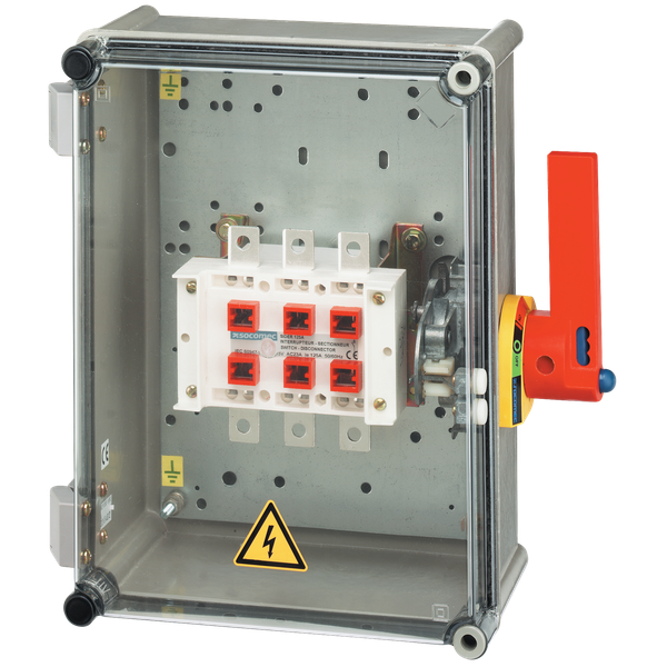 Polyester safety enclosure 4P 80A with free connection side operation image 1