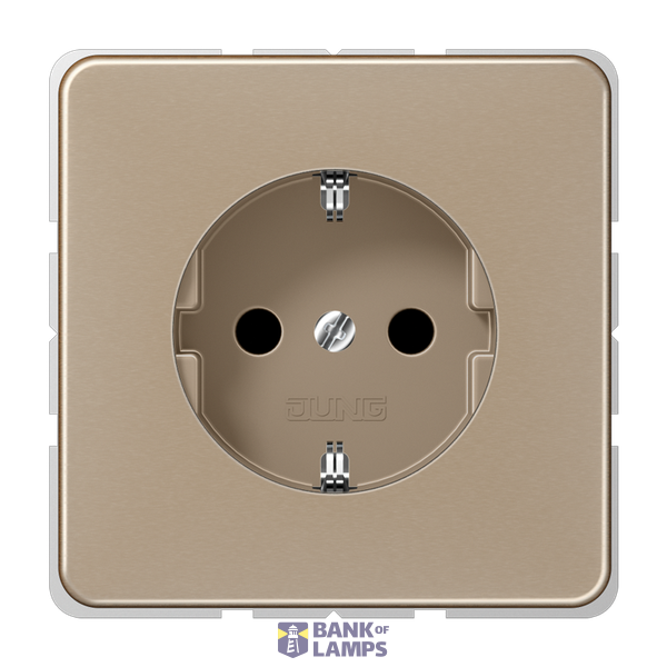 SCHUKO socket, 16 A 250 V ~, without claws, integrated increased contact protection, SAFETY+, anodized aluminum, CD series, gold-bronze image 1