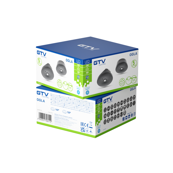 Emergency LED luminaire OGLA, 3 W, 200 lm, 6400K, AC220-240V, IP20, 3 hours, single-mode, TEST button, black image 2