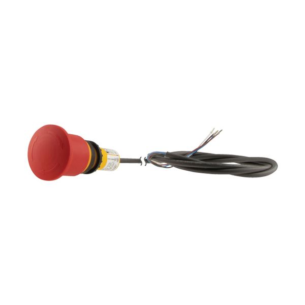 C22-PVT45P-K11-P62 Emergency stop/emergency switching off pushbutton, Palm-tree shape, 45 mm, Turn-to-release function, 1 NC, 1 N/O, Cable (black) with non-terminated en image 12