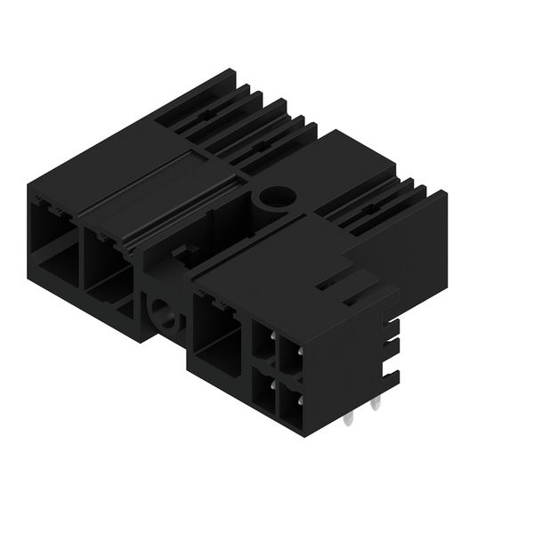 PCB plug-in connector, male header, closed side, Middle flange, THT solder connection, 7.62 mm, Number of poles: 3, 90°, Solder pin length (l): 3.5 mm, tinned, black, Box image 3