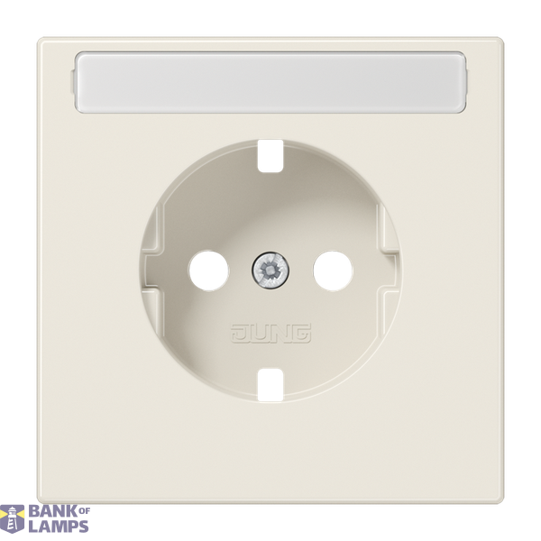 Central plate for SCHUKO® sockets with labeling field, Duroplast, LS series, white image 1
