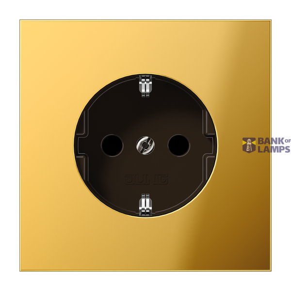 SCHUKO socket, 16 A 250 V ~, metal gold-colored PVD-coated, LS series, gold-colored image 1