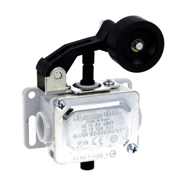 Metal limit switch, PL series, roller centre push lever. Contacts 1NC. IP40 image 1