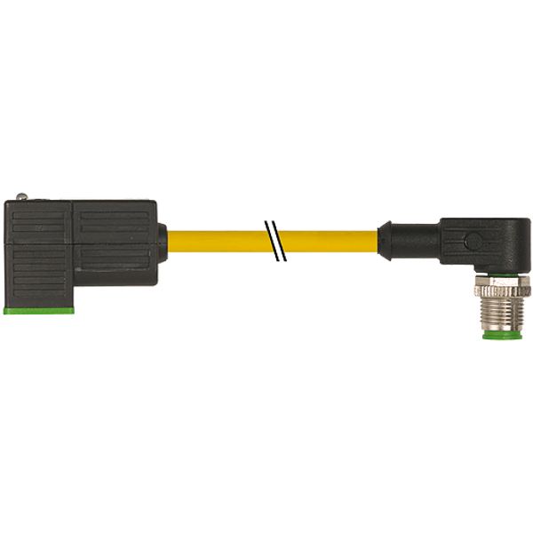 M12 male 90° A-cod. / MSUD valve plug C-8mm PUR 3x0.75 ye UL/CSA+robot image 1